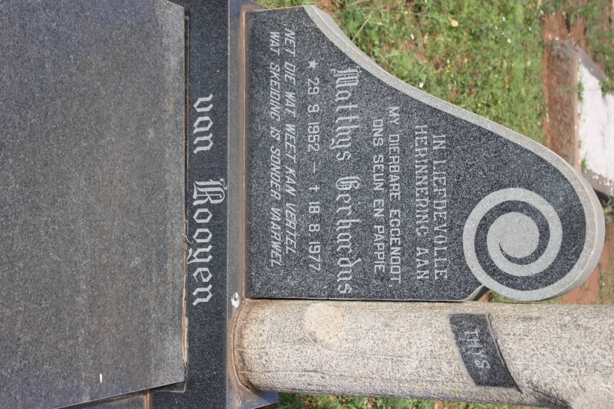 ROOYEN Matthys Gerhardus, van 1952-1977