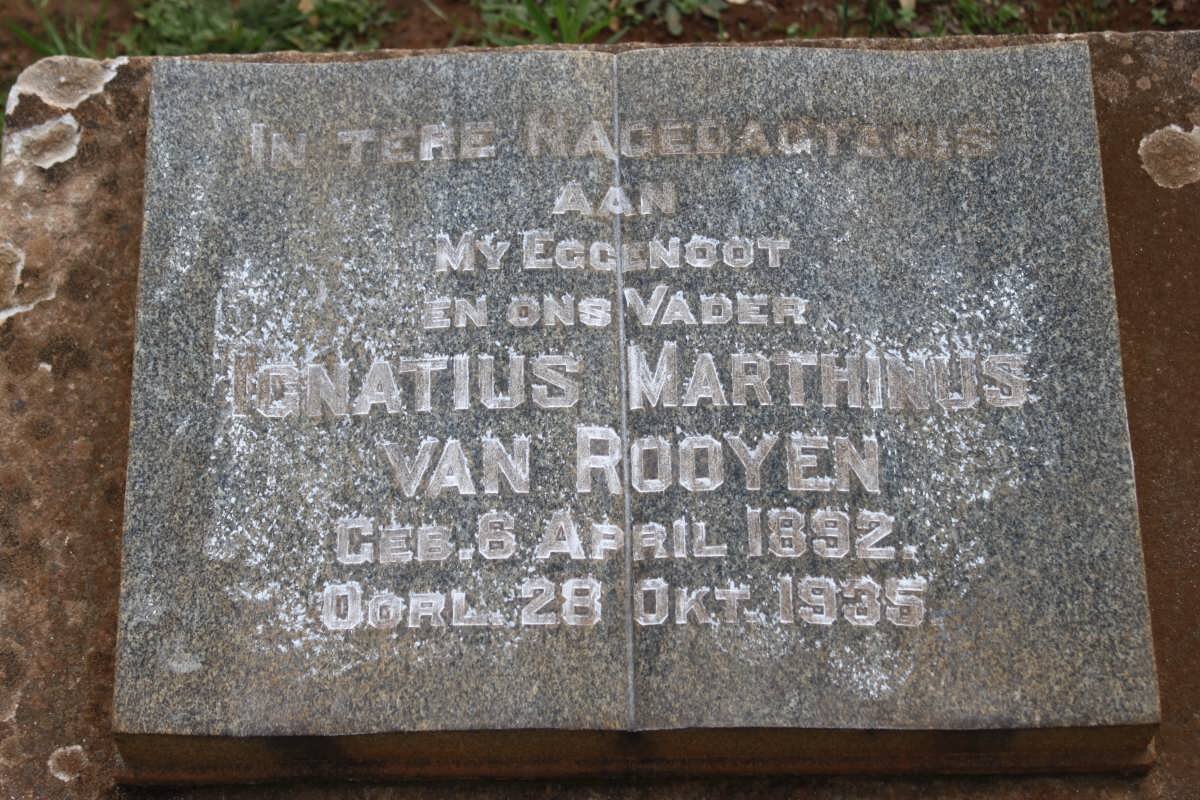 ROOYEN Ignatius Marthinus, van 1892-1935