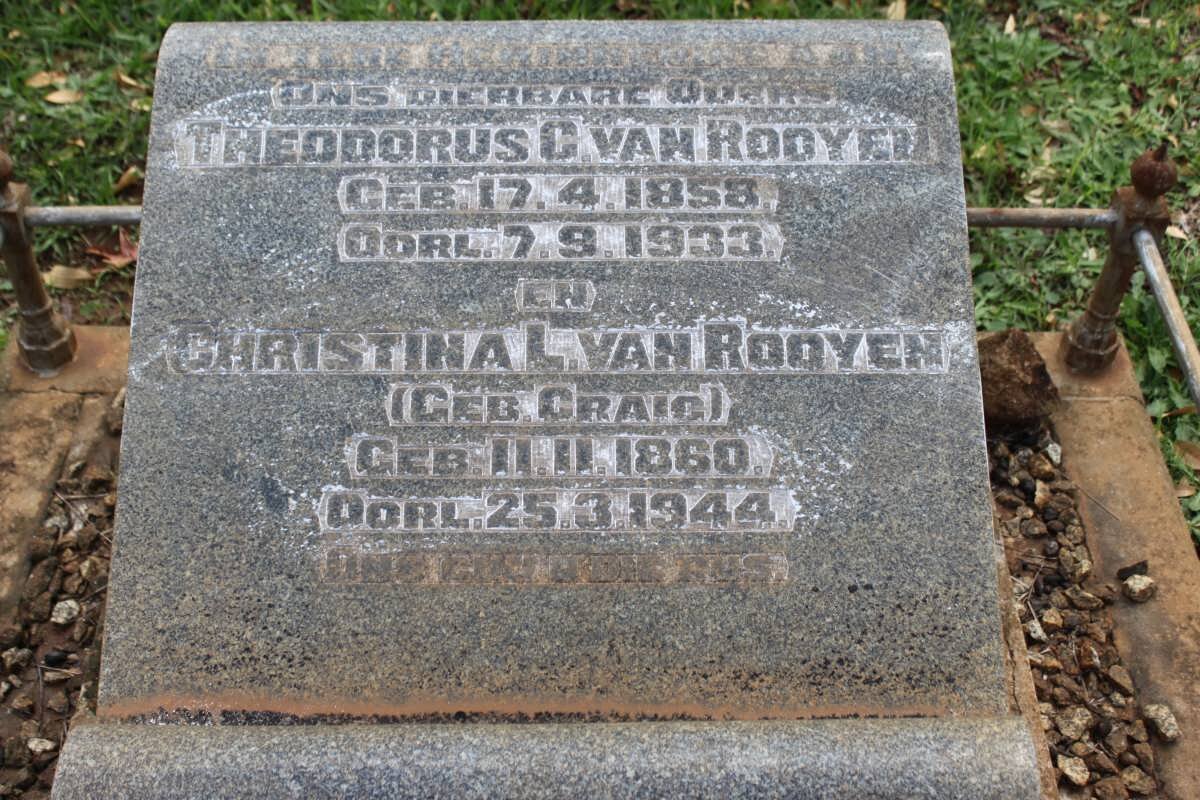 ROOYEN Theodorus C., van 1858-1933 &amp; Christina L. CRAIG 1860-1944