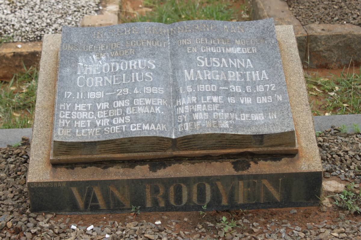 ROOYEN Theodorus Cornelius, van 1891-1965 &amp; Susanna Margaretha 1900-1972