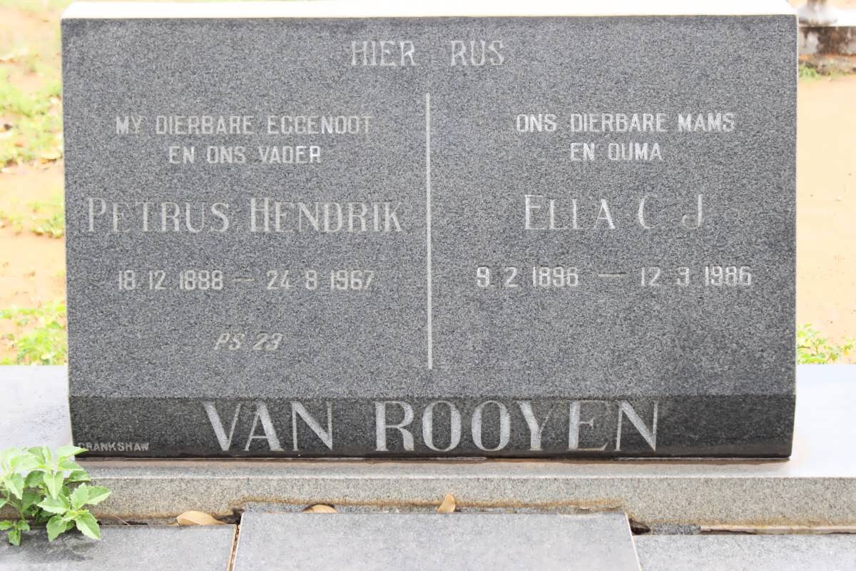 ROOYEN Petrus Hendrik, van 1888-1967 &amp; Ella C.J. 1896-1986