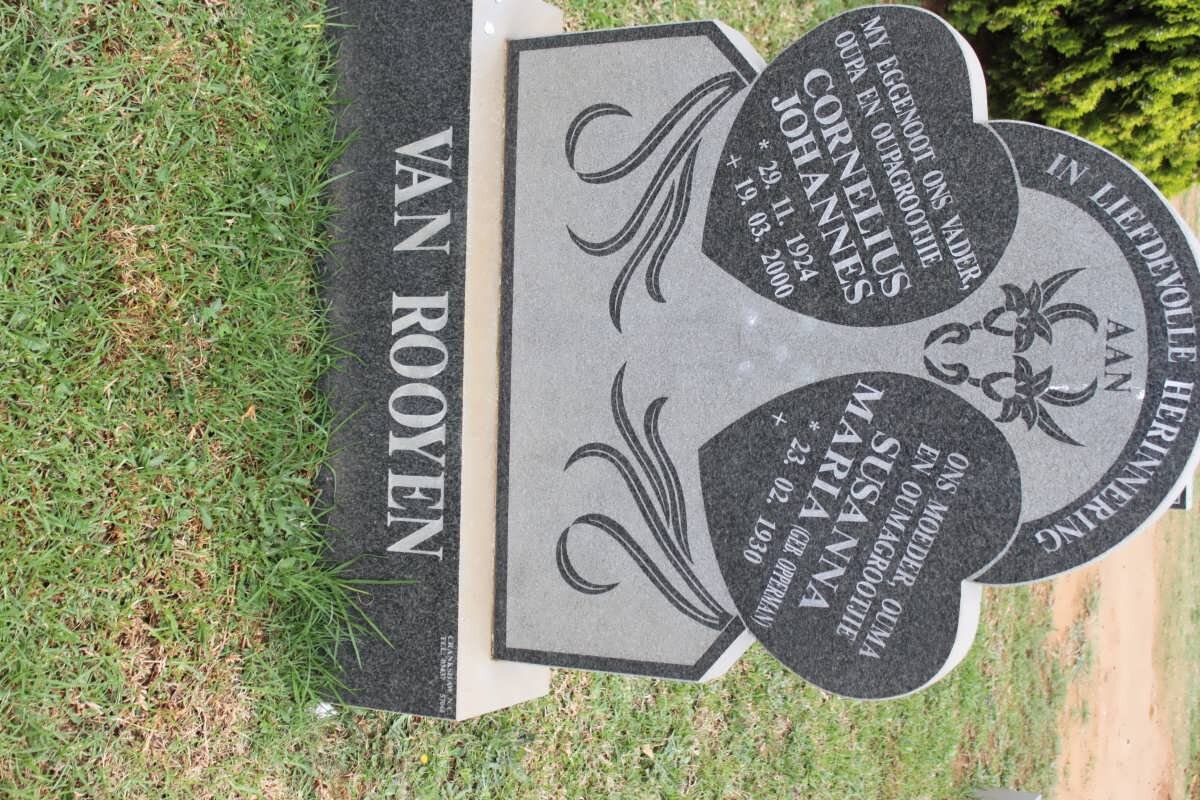 ROOYEN Cornelius Johannes, van 1924-2000 &amp; Susanna Maria OPPERMAN 1930-