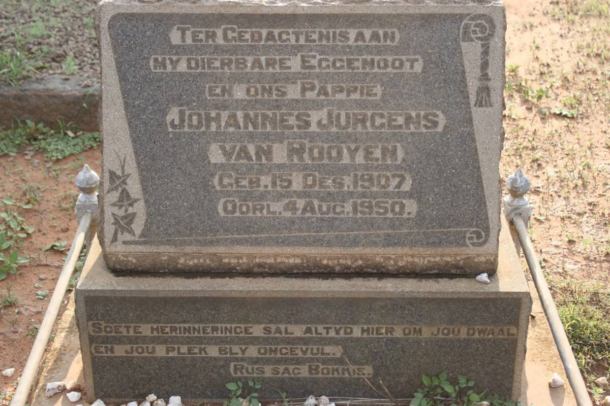 ROOYEN Johannes Jurgens, van 1907-1950