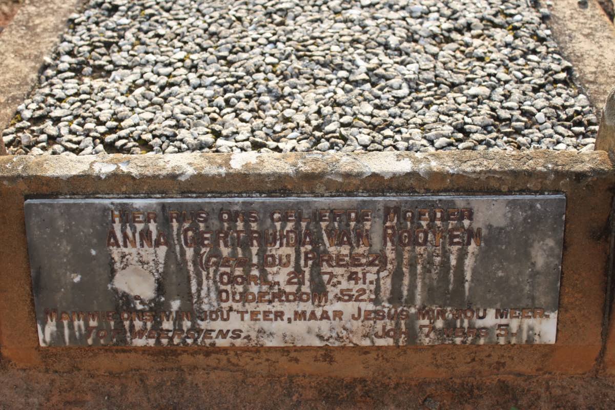 ROOYEN Anna Gertruida, van nee DU PREEZ  -1941