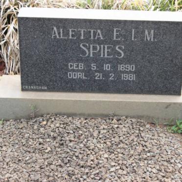 SPIES Aletta E.I.M. 1890-1985
