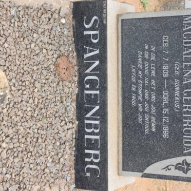 SPANGENBERG Magdalena Gertruida nee SONNEKUS 1909-1966