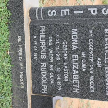 SPIES Philippus Rudolph 1917- &amp; Mona Elizabeth EASTON 1916-1999