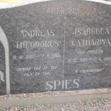 SPIES Andreas Theodorus 1880-1964 &amp; Isabella Catharina PRINSLOO 1882-1965