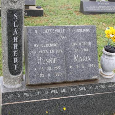 SLABBERT Hennie 1922-1993 &amp; Maria 1942-
