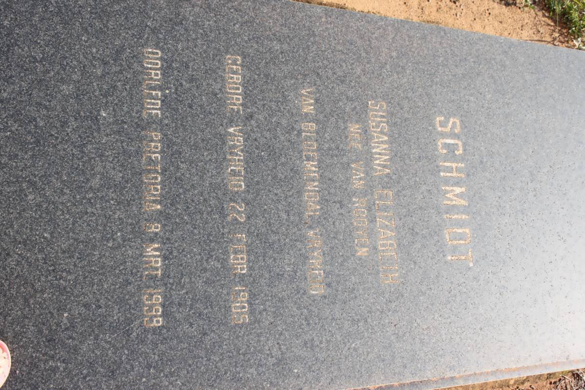 SCHMIDT Susanna Elizabeth nee VAN ROOYEN 1905-1999