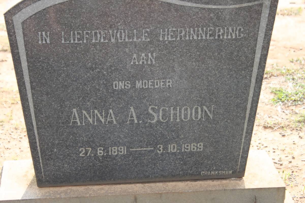 SCHOON Anna A. 1891-1969