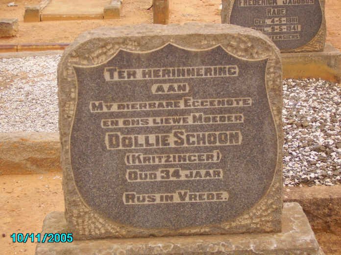 SCHOON Dollie nee KRITZINGER