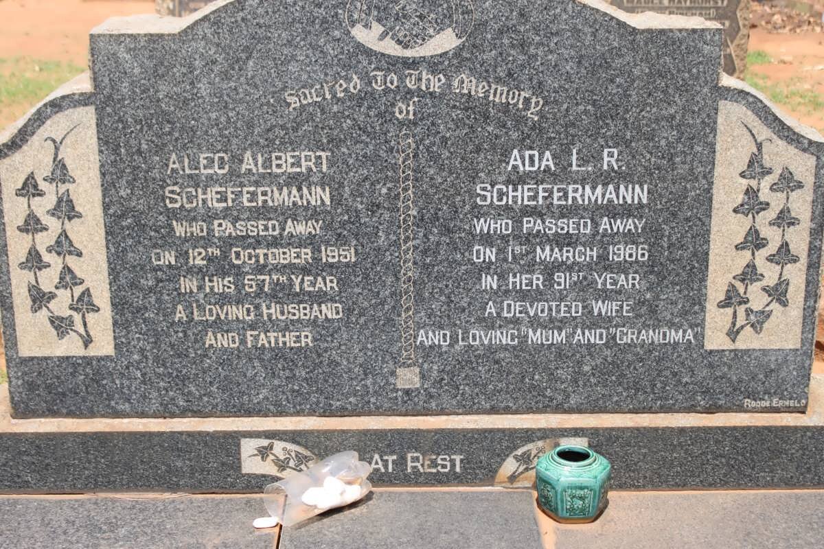 SCHEFERMANN Alec Albert -1951 &amp; Ada L.R. -1986