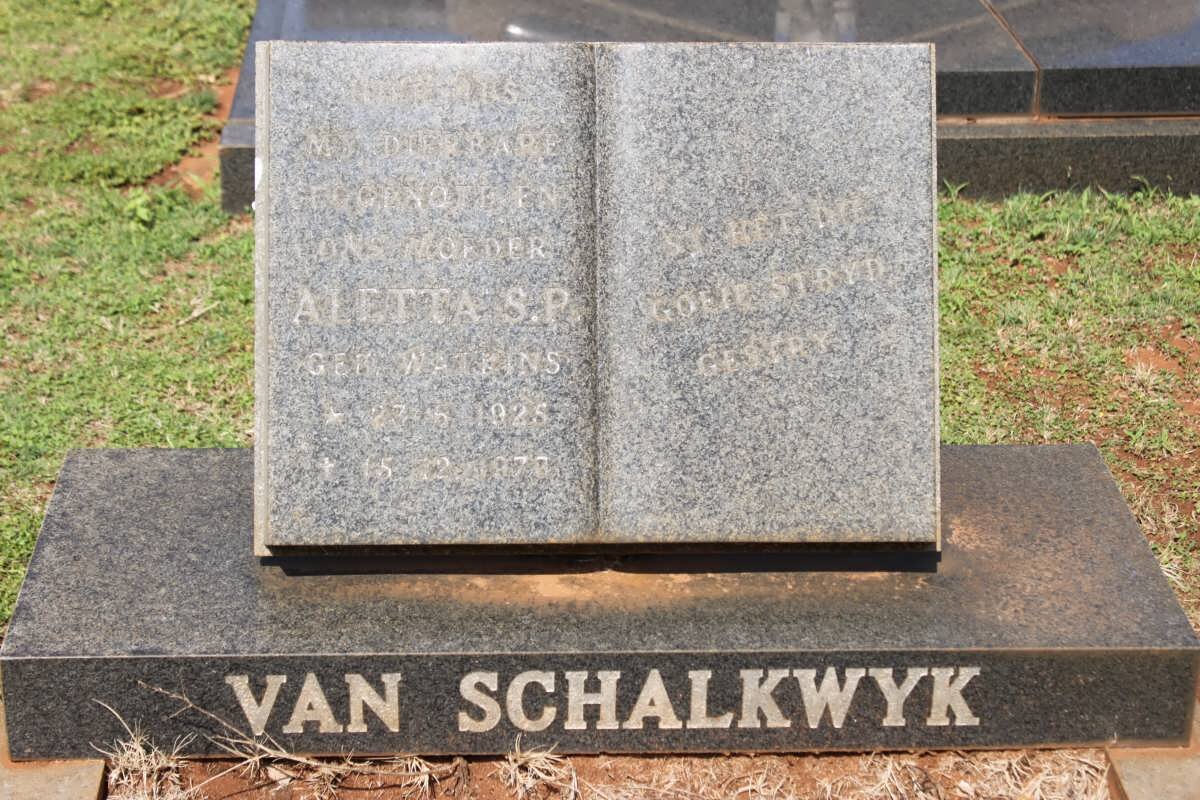 SCHALKWYK Aletta S.P., van 1928-1978
