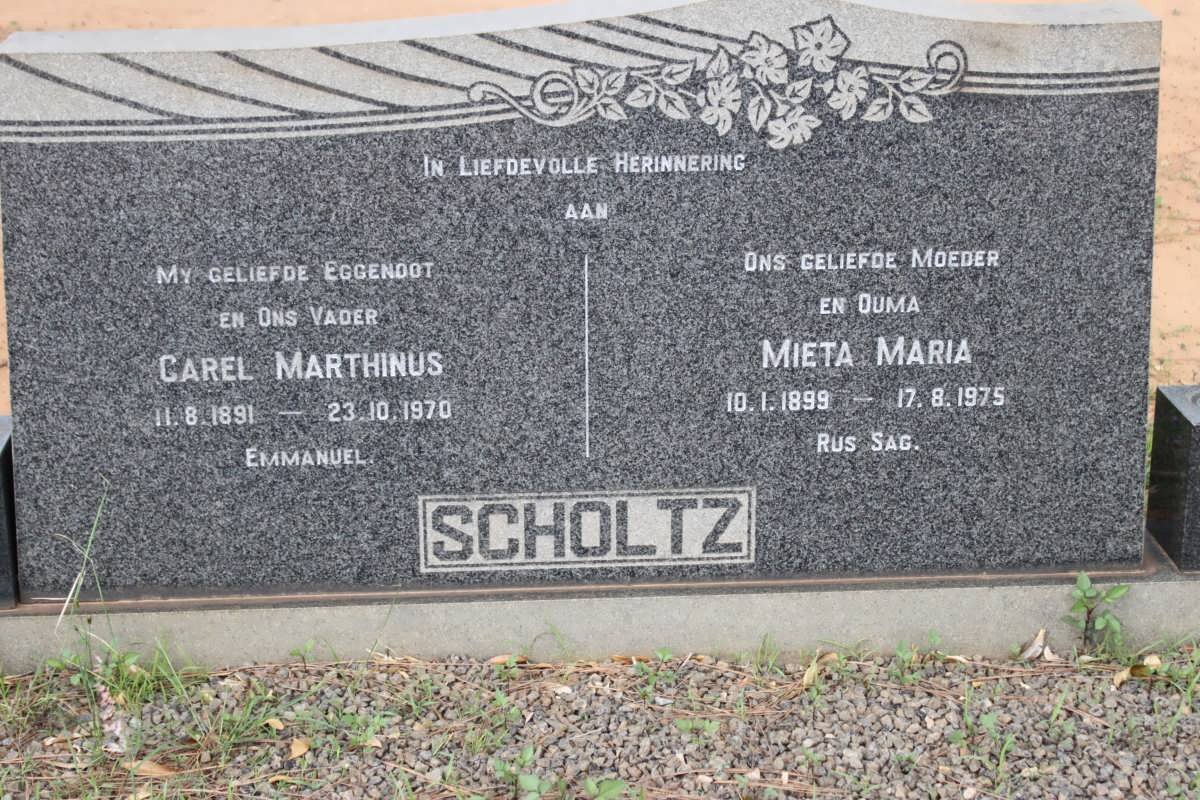 SCHOLTZ Carel Marthinus 1891-1970 &amp; Mieta Maria 1899-1975