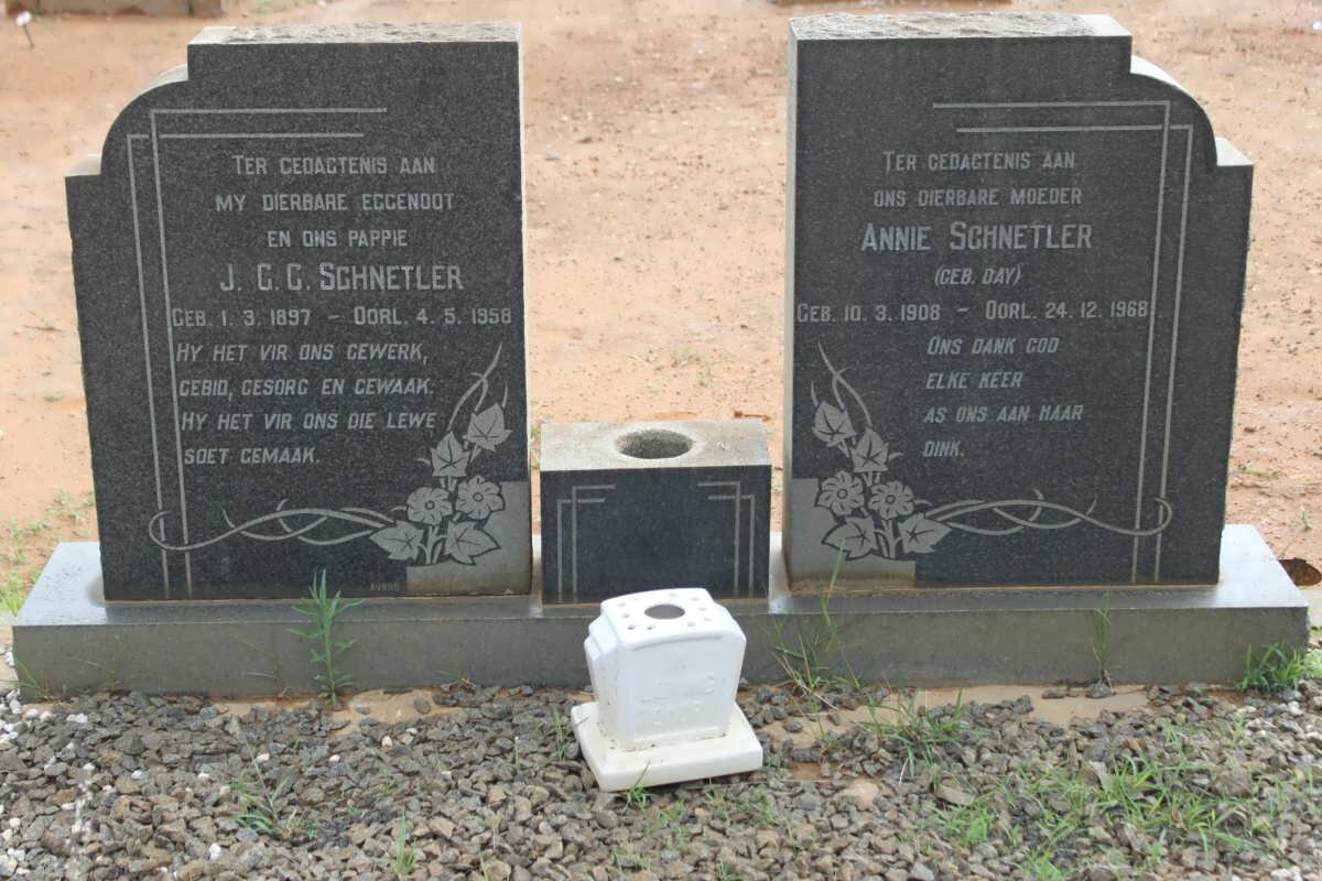 SCHNETLER J.G.G. 1897-1958 &amp; Annie DAY 1908-1968
