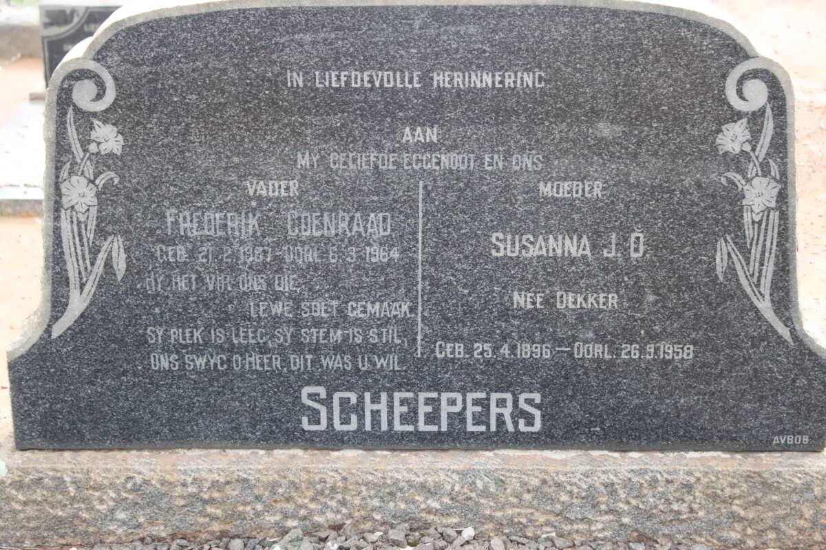 SCHEEPERS Frederik Coenraad 1887-1964 &amp; Susanna J.O. DEKKER 1896-1958