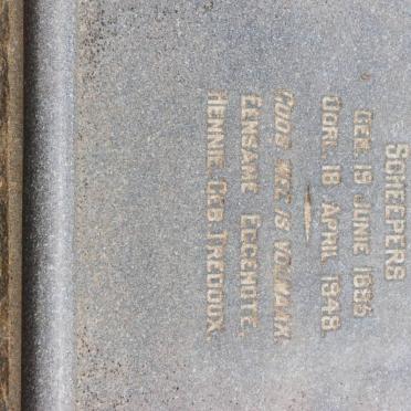 SCHEEPERS Jacobus Frederick 1885-1948