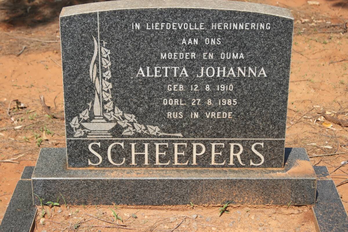 SCHEEPERS Aletta Johanna 1910-1985