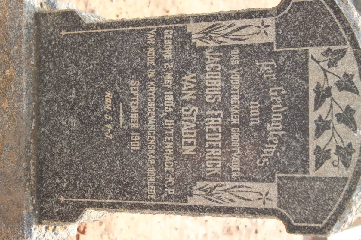 STADEN Jacobus Frederick, van 1805-1901