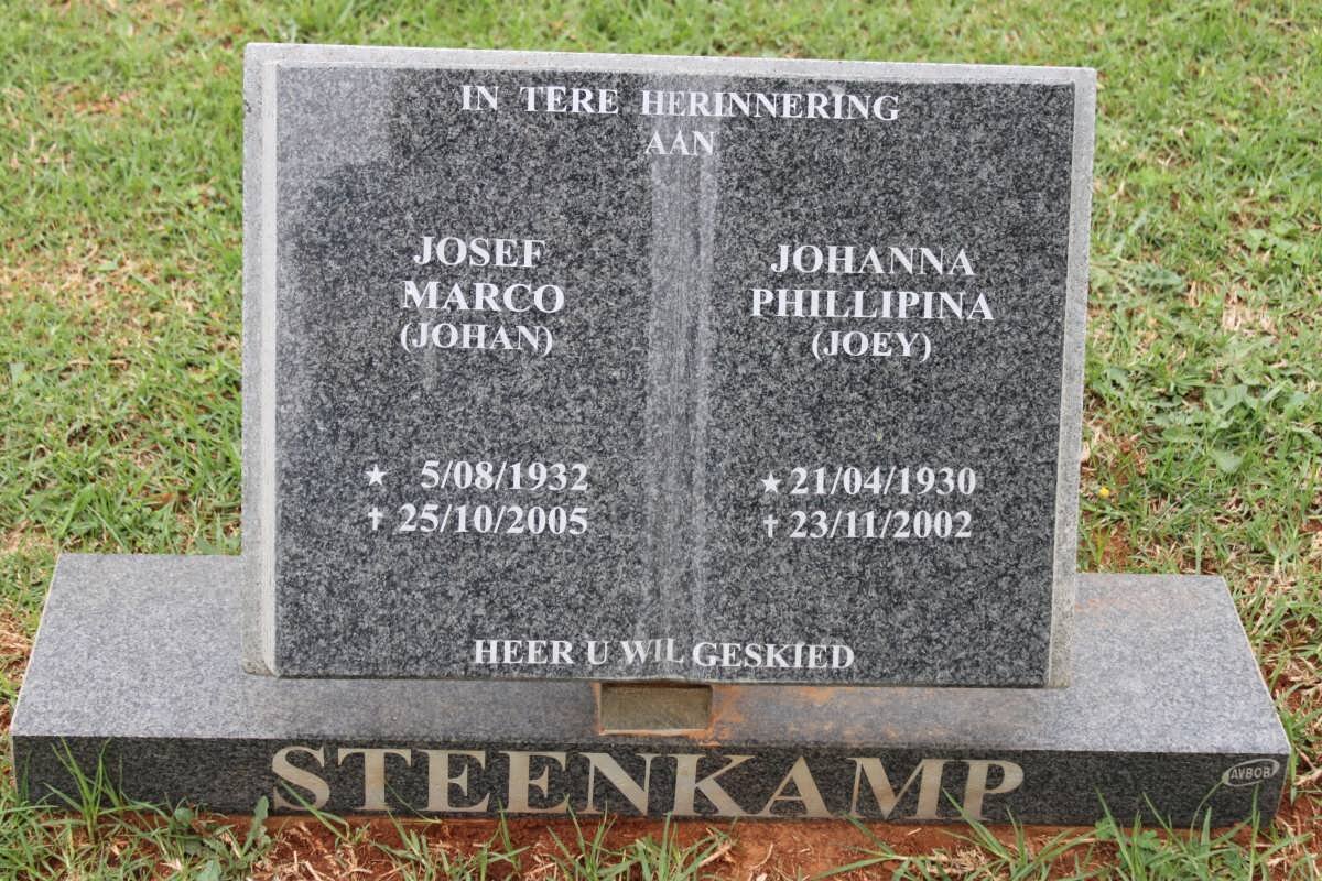 STEENKAMP Josef Marco 1932-2005 &amp; Johanna Phillipina 1930-2002