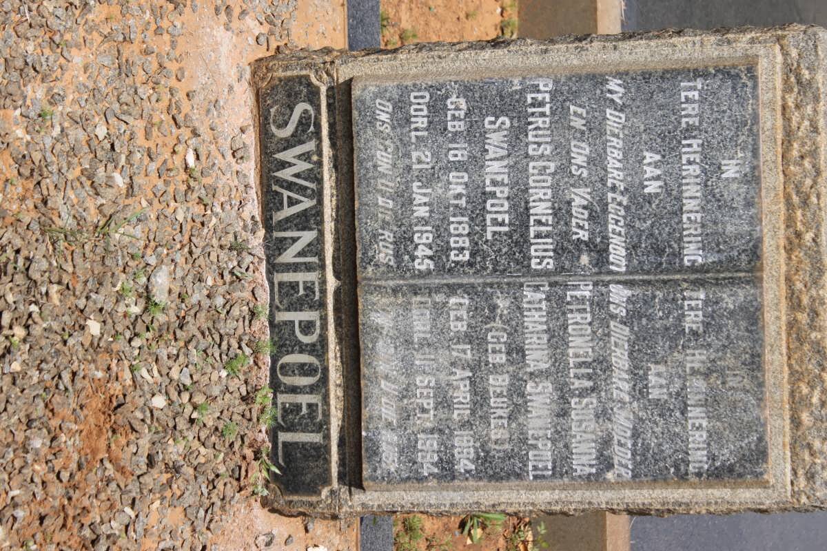 SWANEPOEL Petrus Cornelius 1883-1945 &amp; Petronella Susanna Catharina BEUKES 1894-1984
