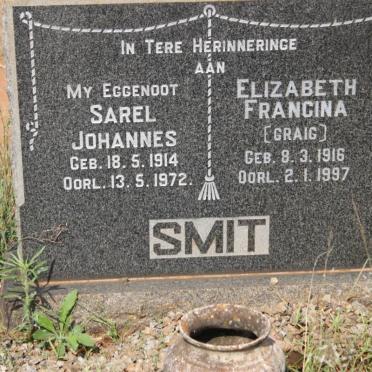 SMIT Sarel Johannes 1914-1972 &amp; Elizabeth Francina CRAIG 1916-1997