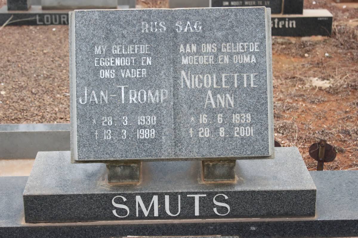 SMUTS Jan-Tromp 1930-1988 &amp; Nicolette Ann 1939-2001