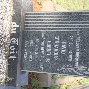 TOIT David Gerhardus Cornelius, du 1923-1978