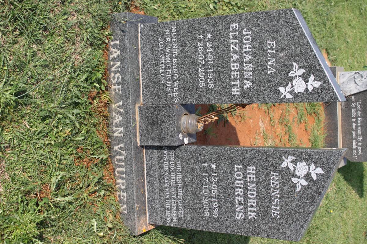 VUUREN Hendrik Lourens, Janse van 1930-2008 &amp; Johanna Elizabeth 1938-2005
