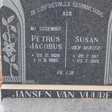 VUUREN Petrus Jacobus, Jansen van 1928-1983 &amp; Susan VENTER 1917-1989