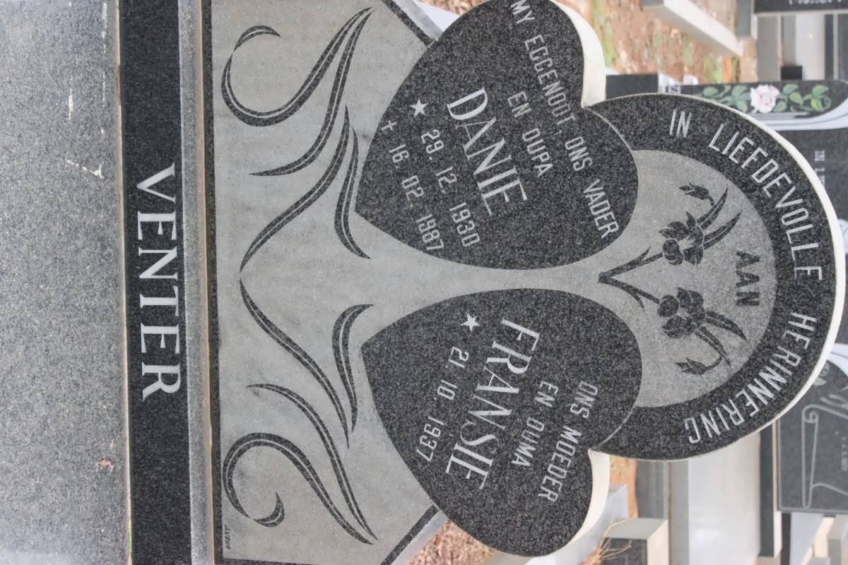 VENTER Danie 1930-1987 &amp; Fransie 1937-