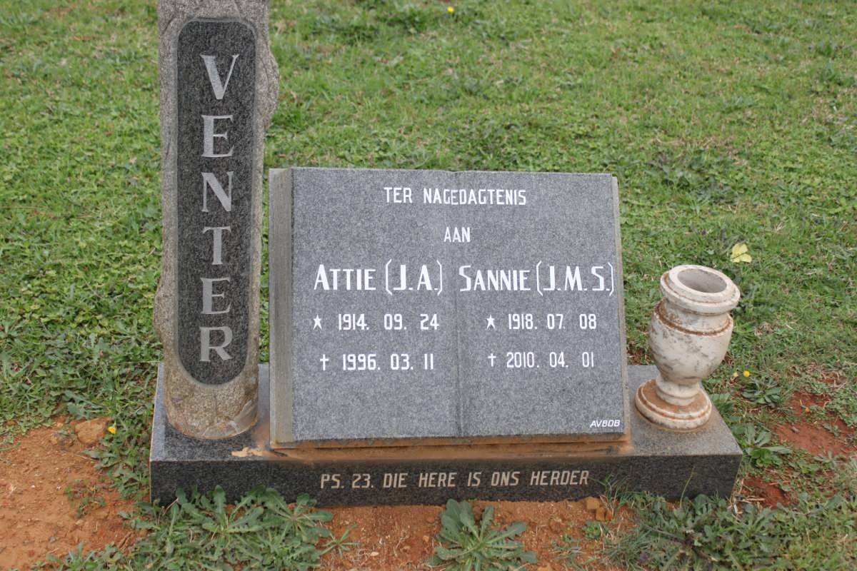 VENTER J.A 1914-1996 &amp; J.M.S. 1918-2010