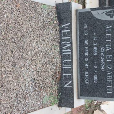 VERMEULEN Aletta Elizabeth nee BOTHA 1899-1983