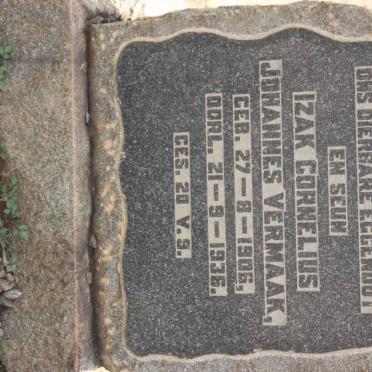 VERMAAK Izak Cornelius Johannes 1906-1936