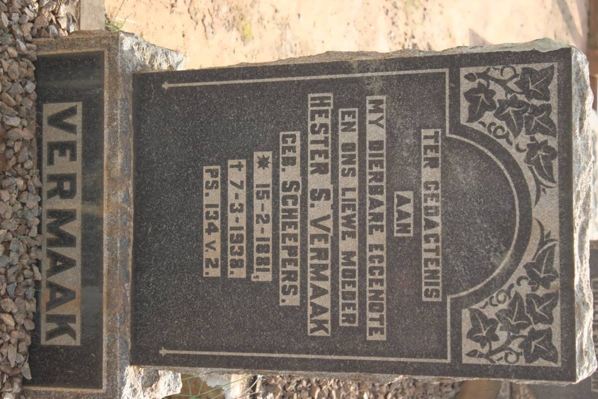 VERMAAK Hester S. nee SCHEEPERS 1881-1938