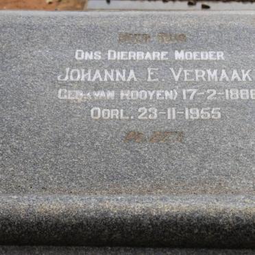 VERMAAK Johanna E. nee VAN ROOYEN 1886-1955