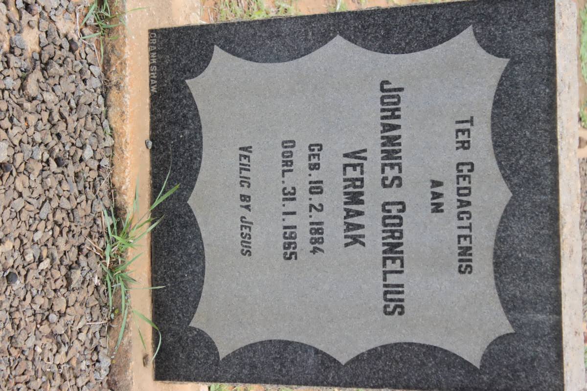 VERMAAK Johannes Cornelius 1884-1965