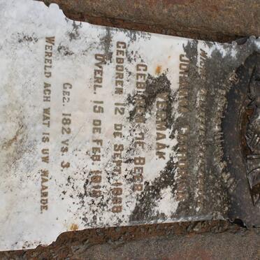 VERMAAK Johanna Cathorina nee DE BEER 1869-1910