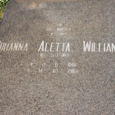 WILLIAMS Johanna Aletta nee HATTINGH 1946-2004