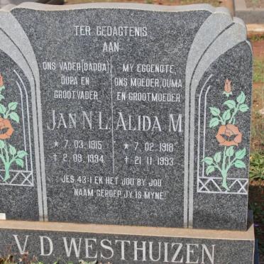 WESTHUIZEN Jan N.L., v.d. 1915-1994 &amp; Alida M. 1918-1993