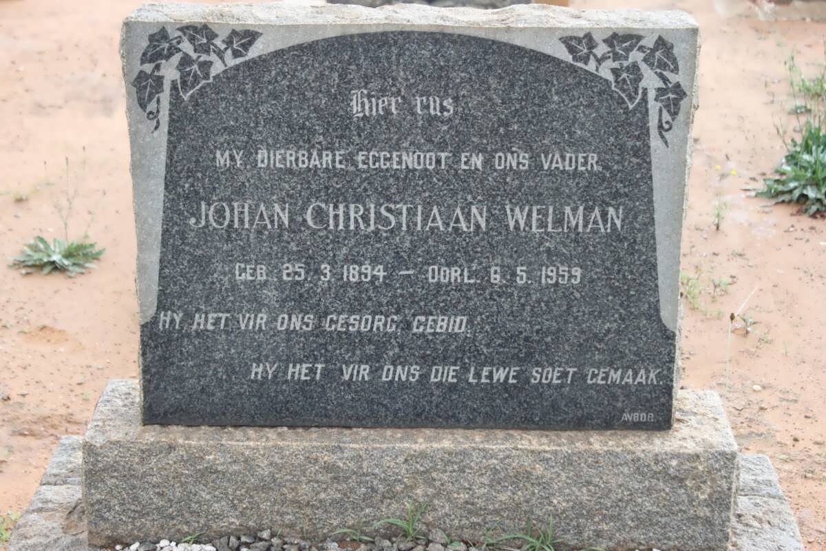 WELMAN Johan Christiaan 1894-1959