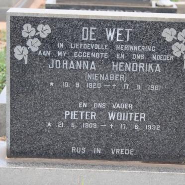 WET Pieter Wouter, de 1909-1992 &amp; Johanna Hendrina NIENABER 1920-1981