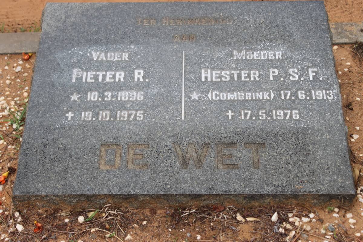 WET Pieter R., de 1896-1975 &amp; Hester P.S.F. COMBRINK 1913-1976