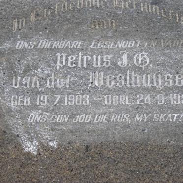 WESTHUYSEN Petrus J.G., van der 1903-1952
