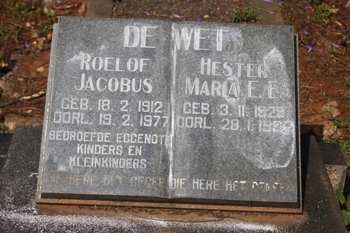 WET Roelof Jacobus, de 1912-1977 &amp; Hester Maria E.E. 1925-1992