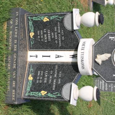 WAIT Gerrit Le Roux 1950-2004 &amp; Louise 1951-2006