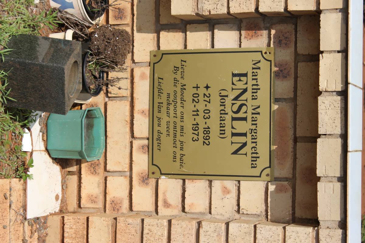 ENSLIN Martha Margaretha nee JORDAAN 1892-1973