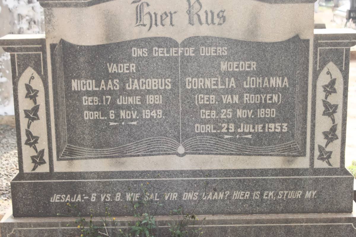 ELS Nicolaas Jacobus 1881-1949 &amp; Cornelia Johanna VAN ROOYEN 1890-1953