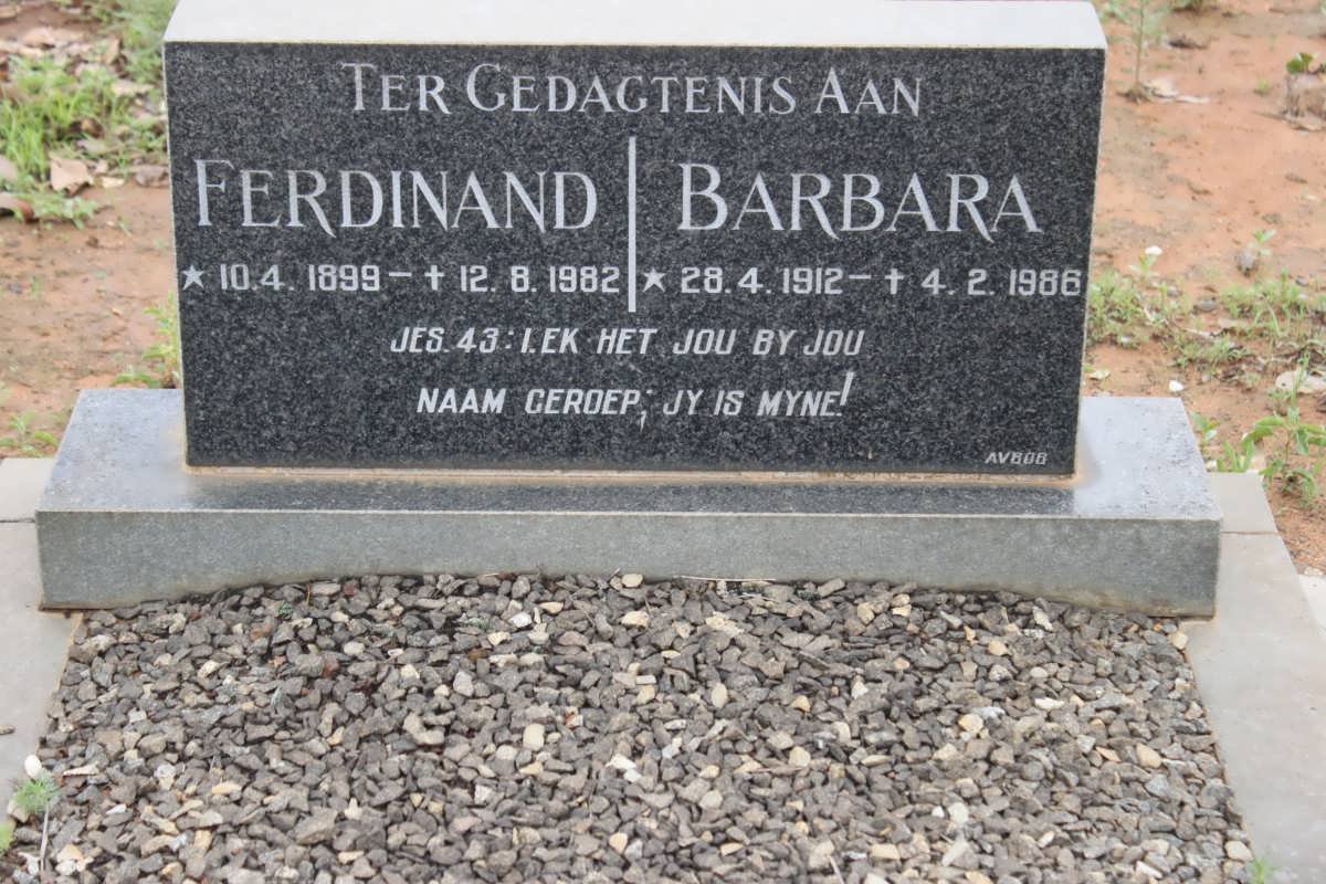 ? Ferdinand 1899-1982 &amp; Barbara 1912-1988